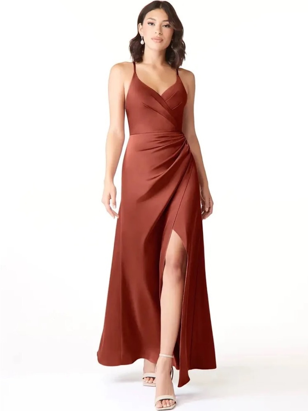 Azazie Geanna Satin Dress terracotta